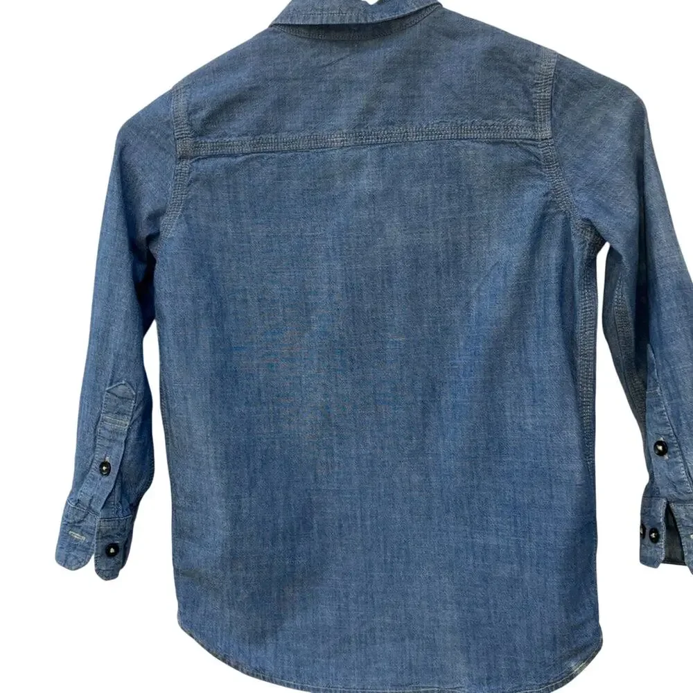 Gap kids 1969 Boys Denim tine Long Sleeve Button Shirt Size S